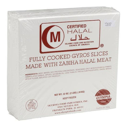 Olympia Halal Certified Fully Cooked Gyros Slices 2 Lb - 10 Count
