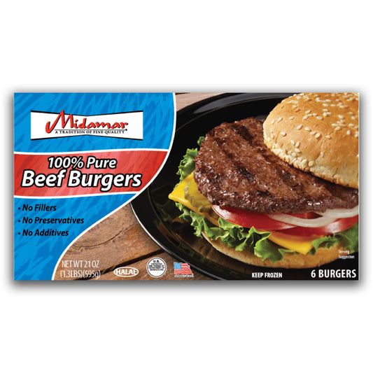 Midamar 100% Pure Beef Burgers 6 Count
