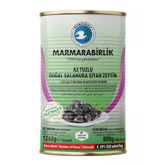 Marmarabirlik Less Salty Natural Black Olives In Brine (800g)