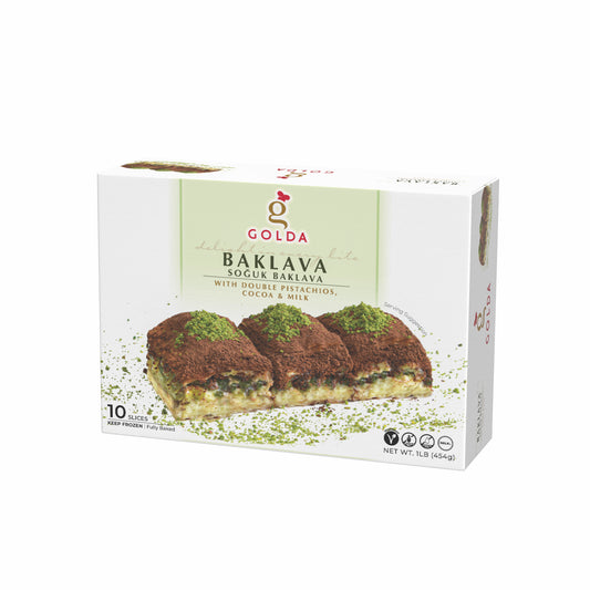 Golda Baklava With Double Pistachios , Cocoa & Milk 1 Lb (454g)