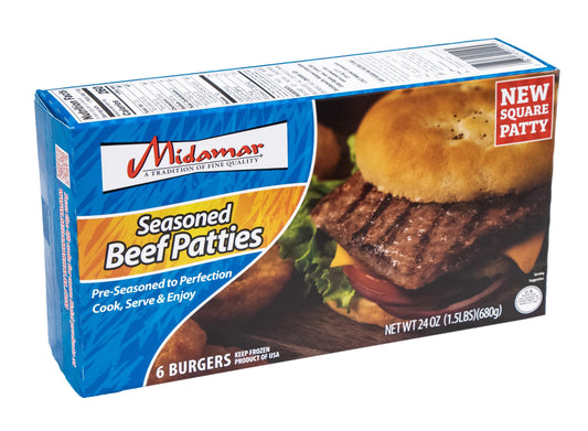 Midamar Seasoned Beef Patties 6 Count 680g