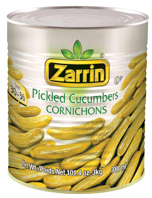 Zarrin Pickled Cucumbers Cornichons Size 30-36 (3000mL)