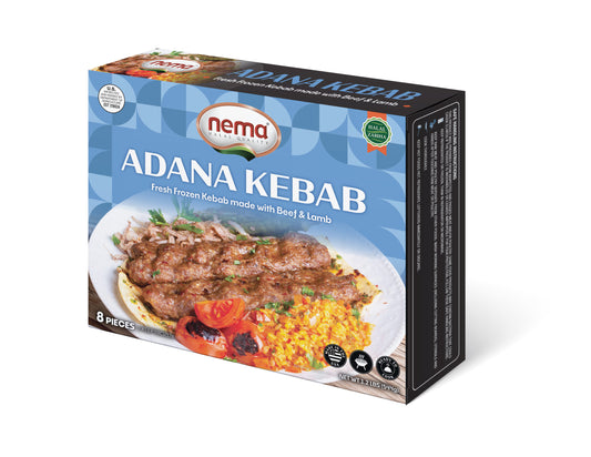 Nema Adana Kebab Fresh Frozen Kebab With Beef & Lamb 8 Count 544g