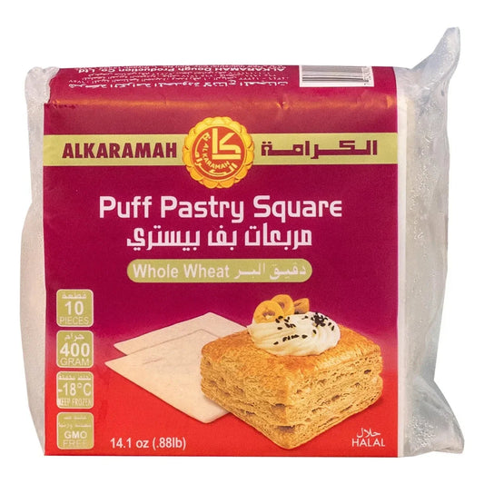 Alkaramah Puff Pastry Square Whole Wheat 10 Pieces (0.88lb)